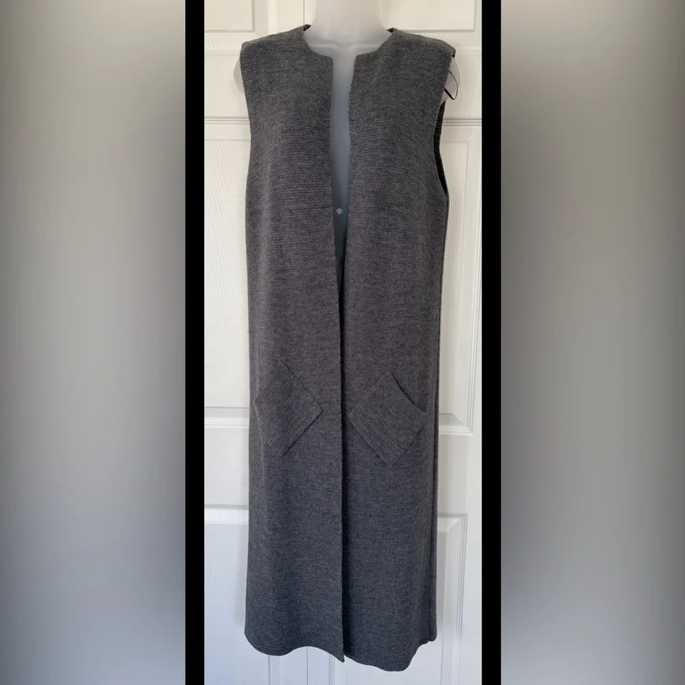 COCOGIO Made In Italy Gray Merino Wool Blend Knit Sweater Vest Size Medium Large